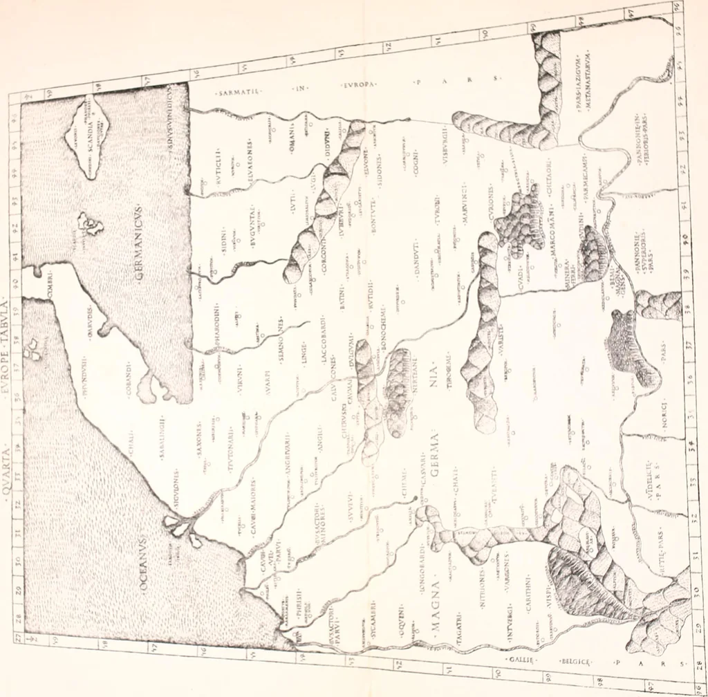 An illustration from Origins of English history, 1882, leaf 496