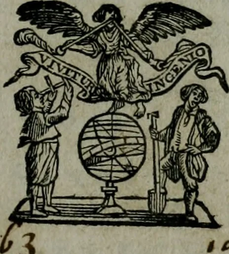 An illustration from Originum Gallicarum liber ... : Cui accedit antiquae linguae Britannicae lexicon Britannico-Latinum cum adjectis & insertis ejusdem authoris Adagiis Britannicis sapientiae veterum Druidum reliquiis, & aliis antiquitatis Britannicae Gallicaeque nonnnullis monumentis, 1654, leaf 6