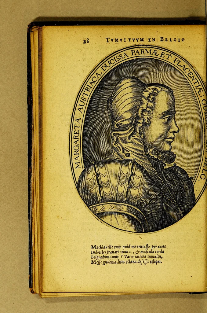 An illustration from Origo & historia belgicorum tumultuum. : Immanissimaeque crudelitatis per Cliviam & VVestphaliam patratae fidelissime conscripta & tabellis aeneis repraesentata: accedit Historia de furoribus gallicis., 1619, leaf 50