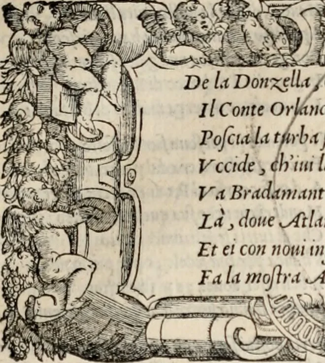 An illustration from Orlando furioso. /, 1556, leaf 148