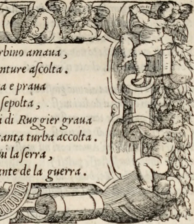 An illustration from Orlando furioso. /, 1556, leaf 148