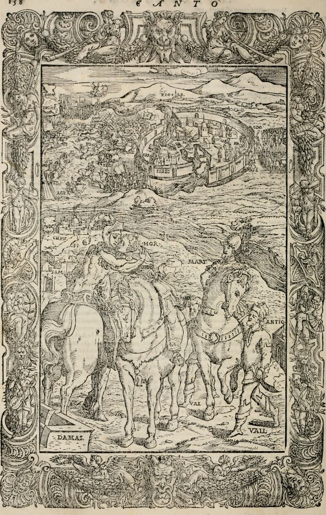 An illustration from Orlando furioso. /, 1556, leaf 183