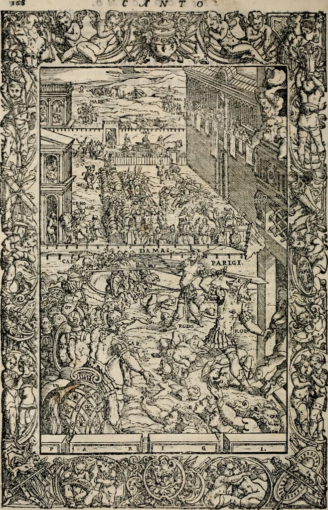 An illustration from Orlando furioso. /, 1556, leaf 193
