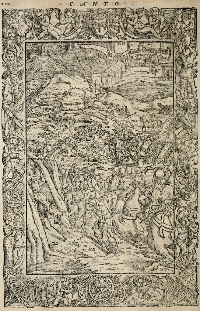 An illustration from Orlando furioso. /, 1556, leaf 225