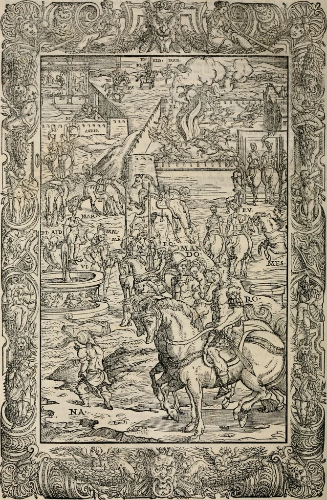 An illustration from Orlando furioso. /, 1556, leaf 297