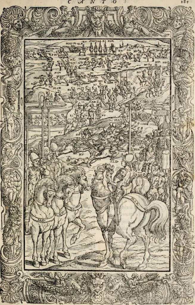 An illustration from Orlando furioso. /, 1556, leaf 308