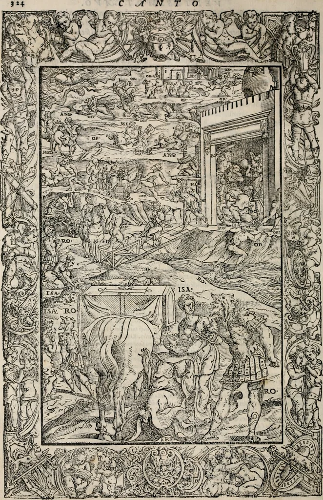 An illustration from Orlando furioso. /, 1556, leaf 349