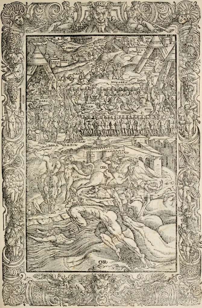 An illustration from Orlando furioso. /, 1556, leaf 358