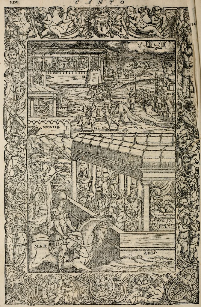 An illustration from Orlando furioso. /, 1556, leaf 381