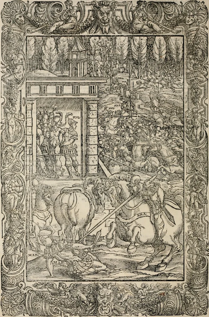An illustration from Orlando furioso. /, 1556, leaf 427