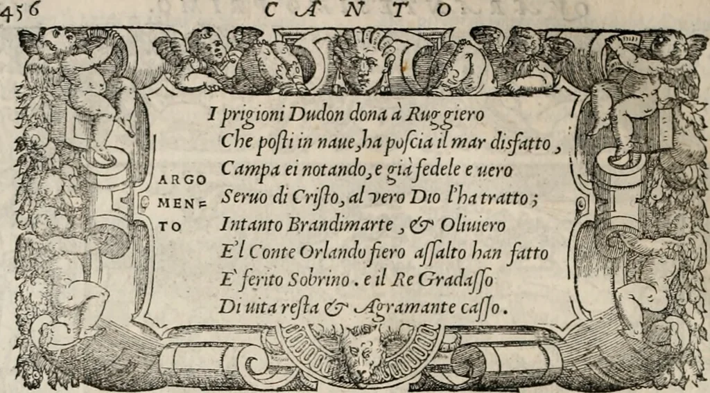 An illustration from Orlando furioso. /, 1556, leaf 481