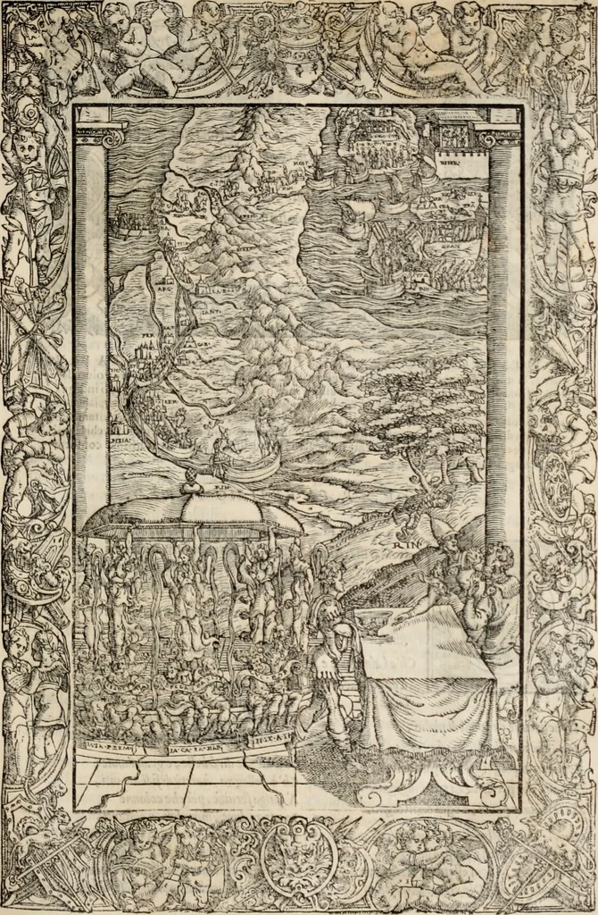 An illustration from Orlando furioso. /, 1556, leaf 502