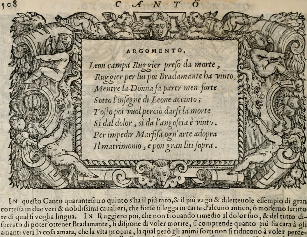 An illustration from Orlando furioso. /, 1556, leaf 533
