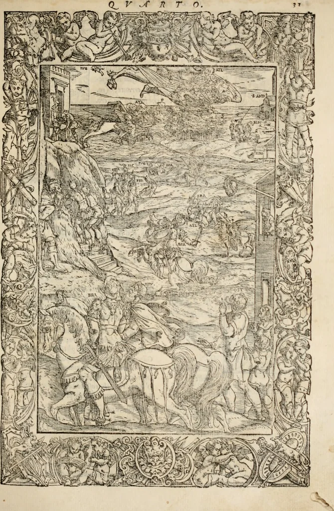 An illustration from Orlando furioso. /, 1556, leaf 58