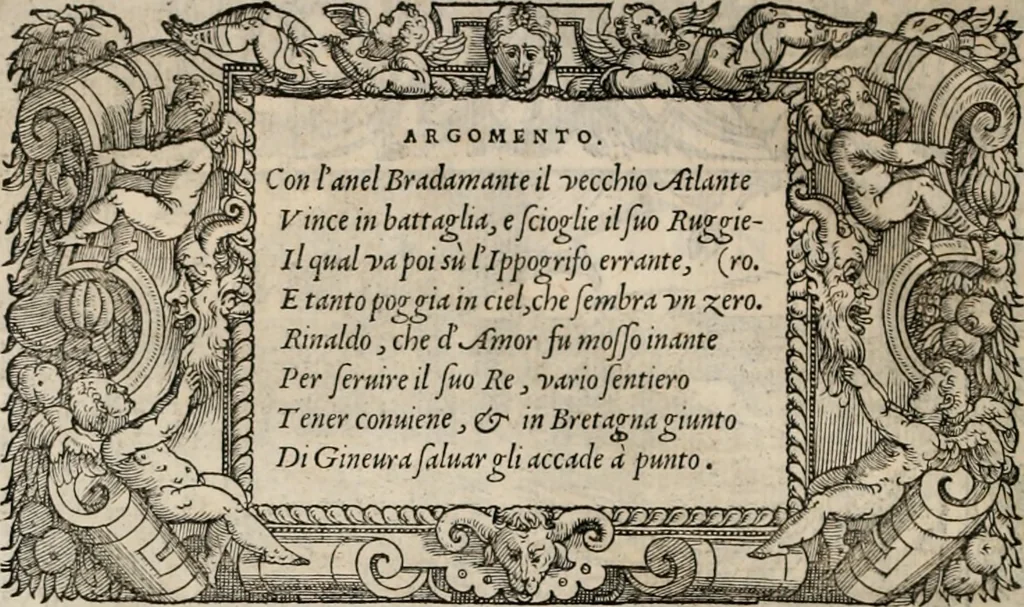 An illustration from Orlando furioso. /, 1556, leaf 59