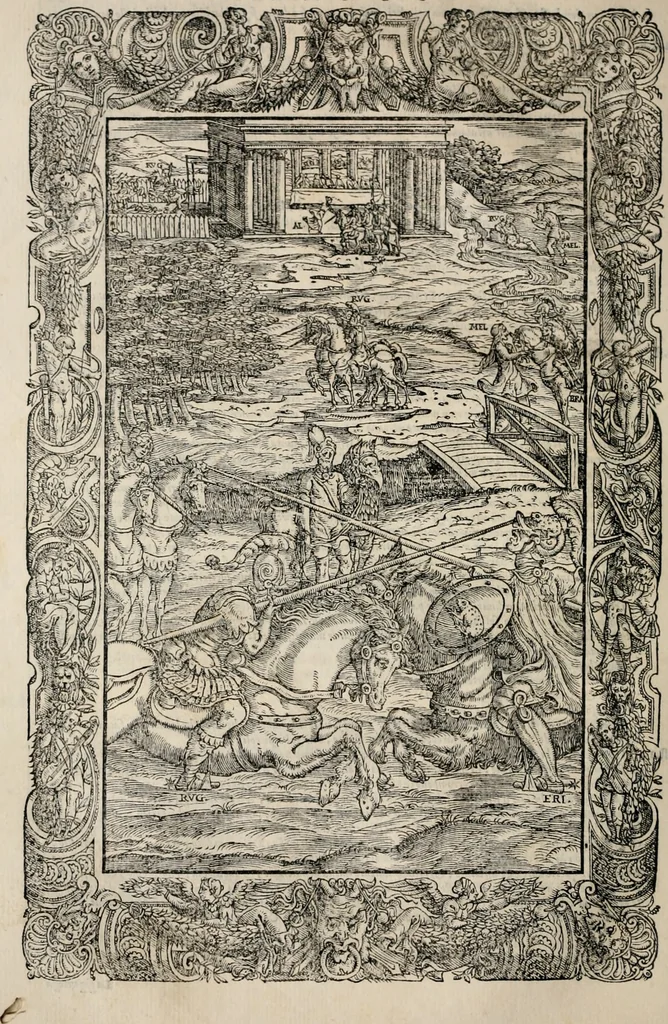 An illustration from Orlando furioso. /, 1556, leaf 87