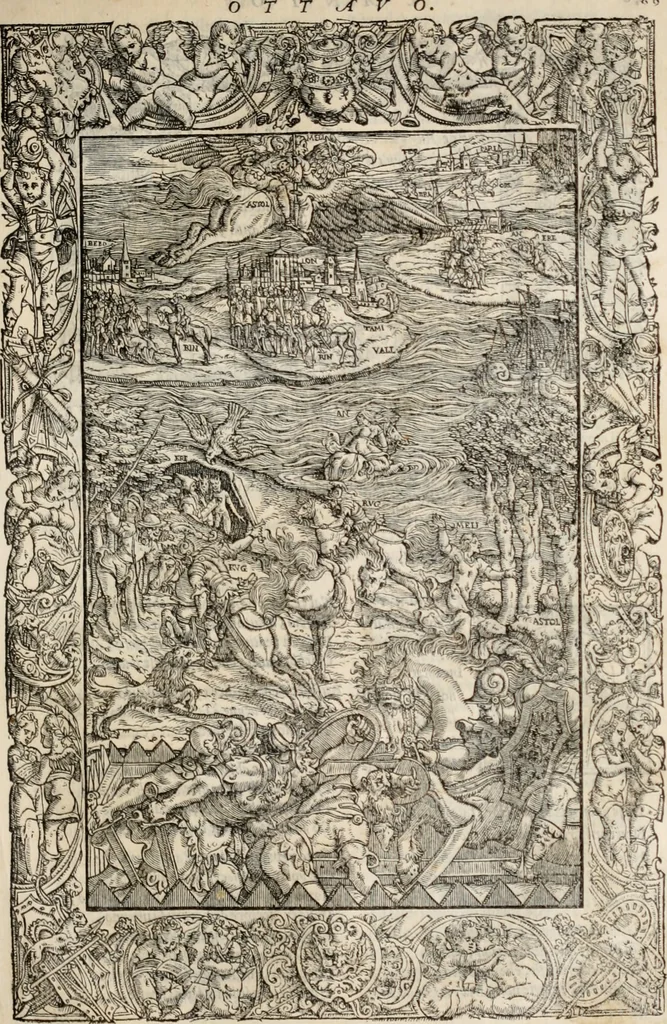 An illustration from Orlando furioso. /, 1556, leaf 96