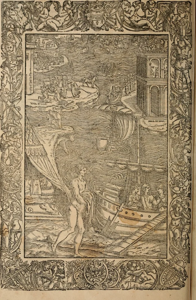 An illustration from Orlando furioso, 1580, leaf 107