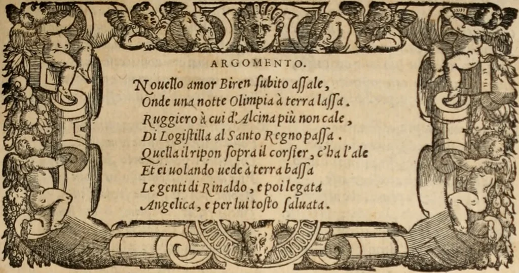 An illustration from Orlando furioso, 1580, leaf 108