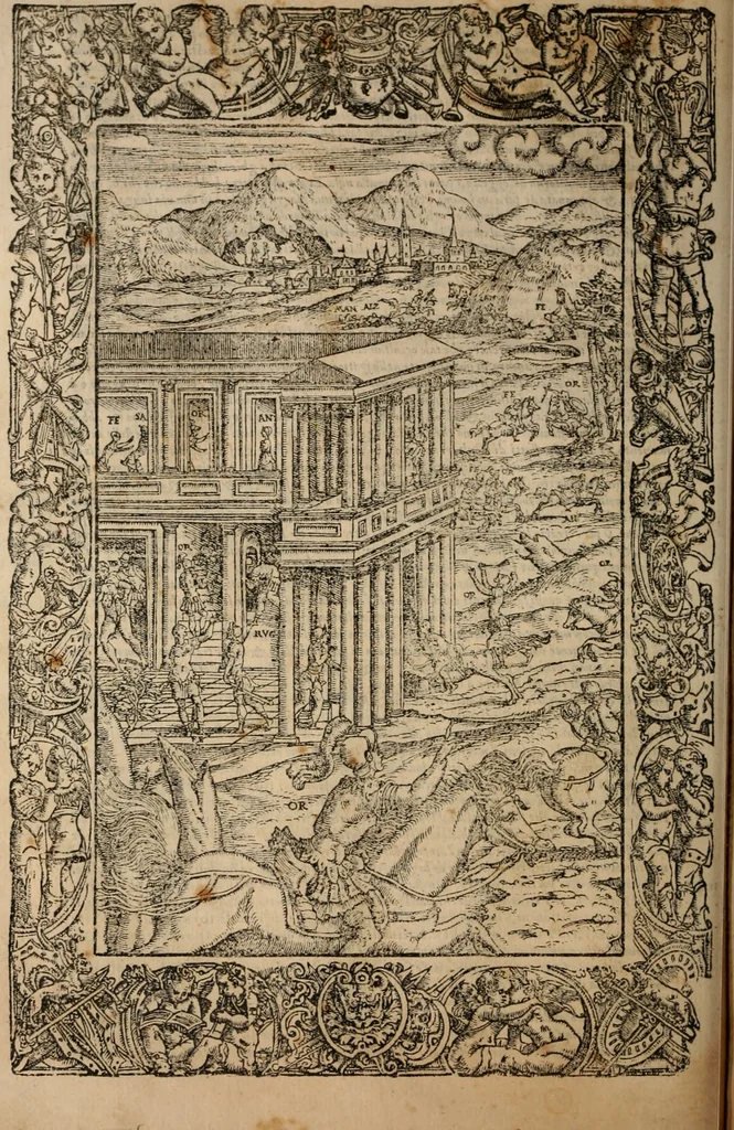 An illustration from Orlando furioso, 1580, leaf 129
