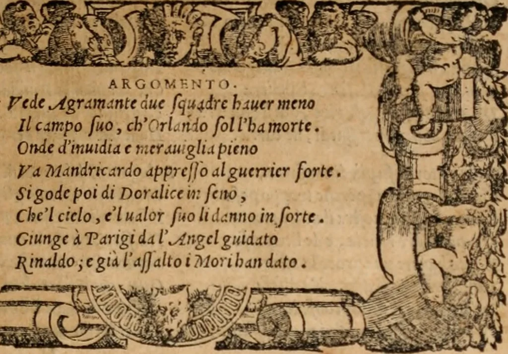 An illustration from Orlando furioso, 1580, leaf 150