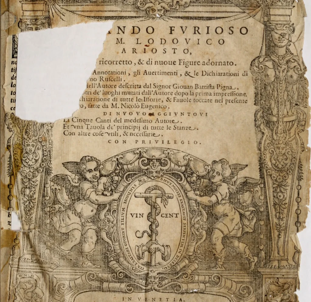 An illustration from Orlando furioso, 1580, leaf 2