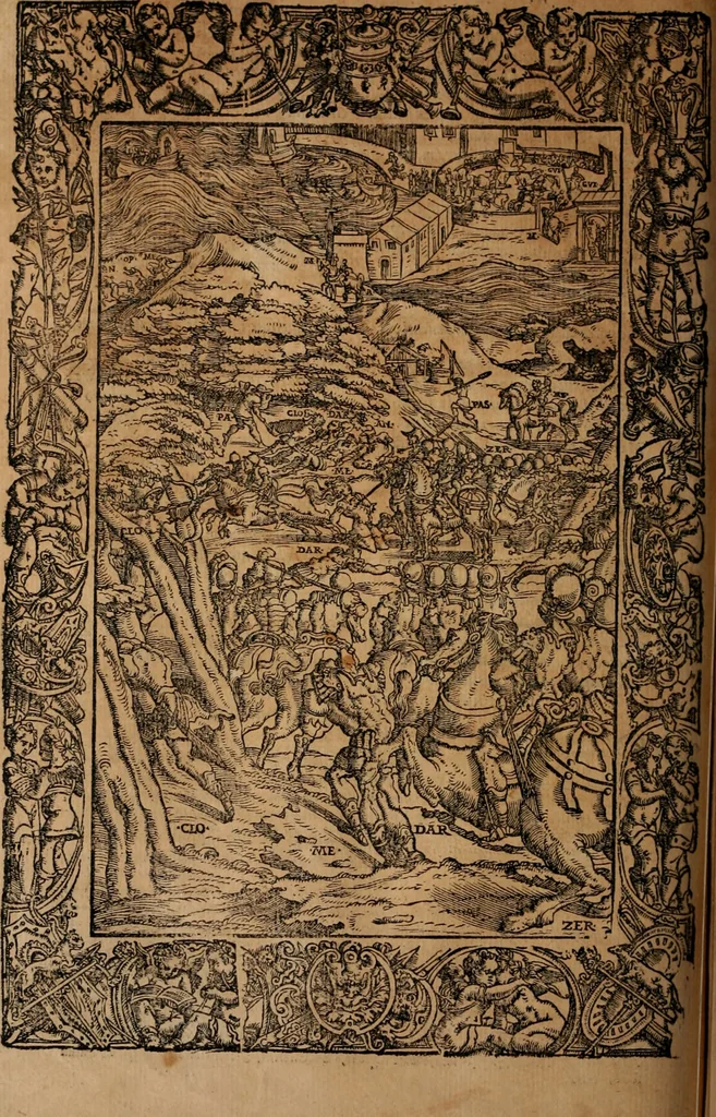 An illustration from Orlando furioso, 1580, leaf 217