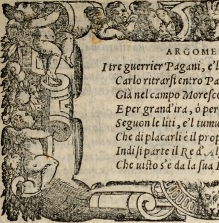 An illustration from Orlando furioso, 1580, leaf 316