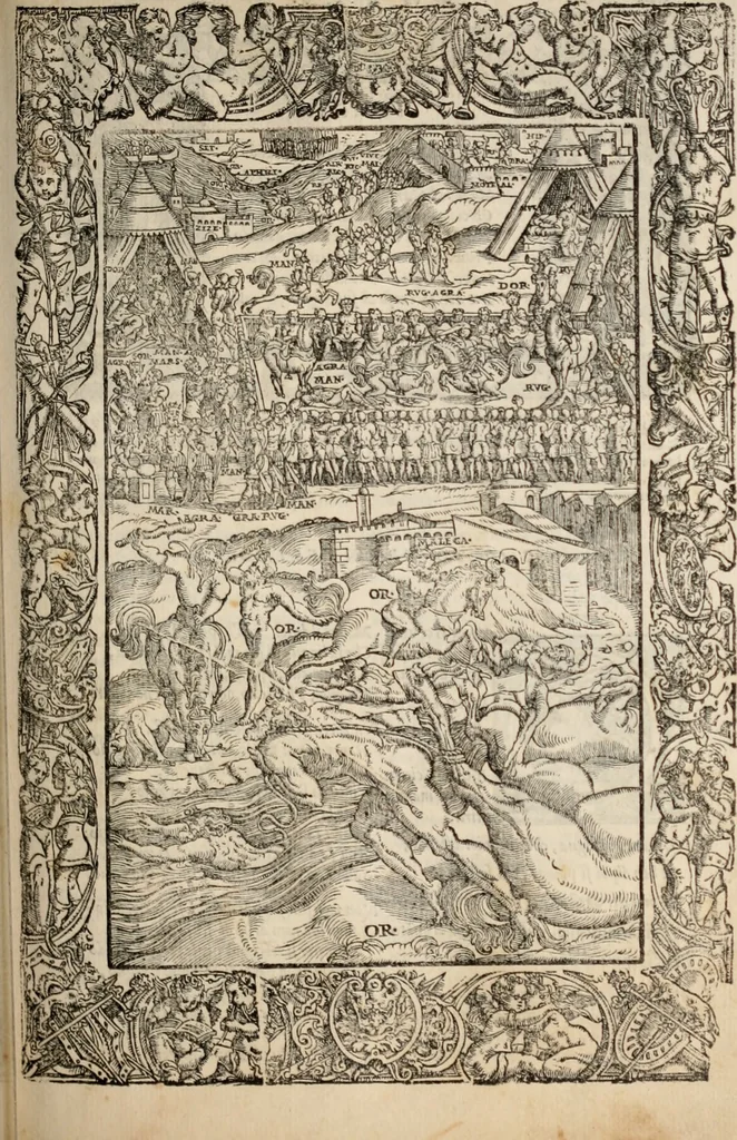 An illustration from Orlando furioso, 1580, leaf 350