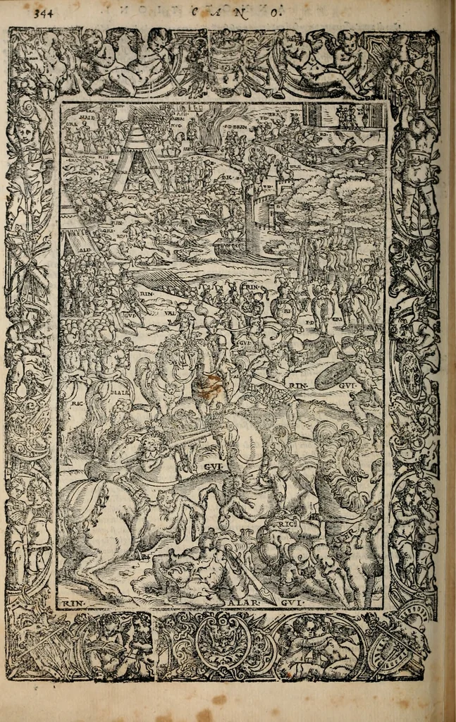 An illustration from Orlando furioso, 1580, leaf 361