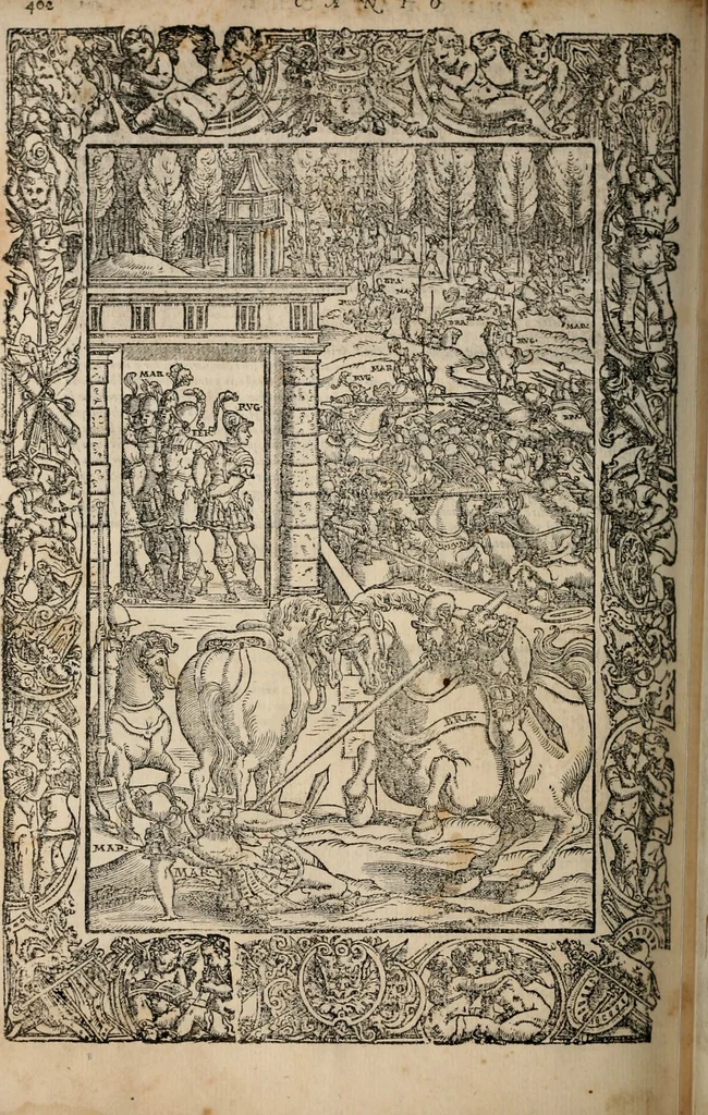 An illustration from Orlando furioso, 1580, leaf 419