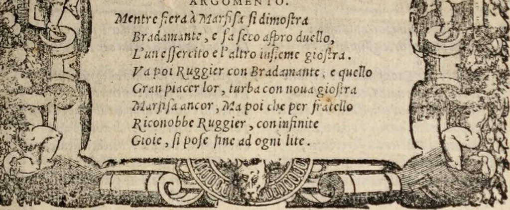 An illustration from Orlando furioso, 1580, leaf 420