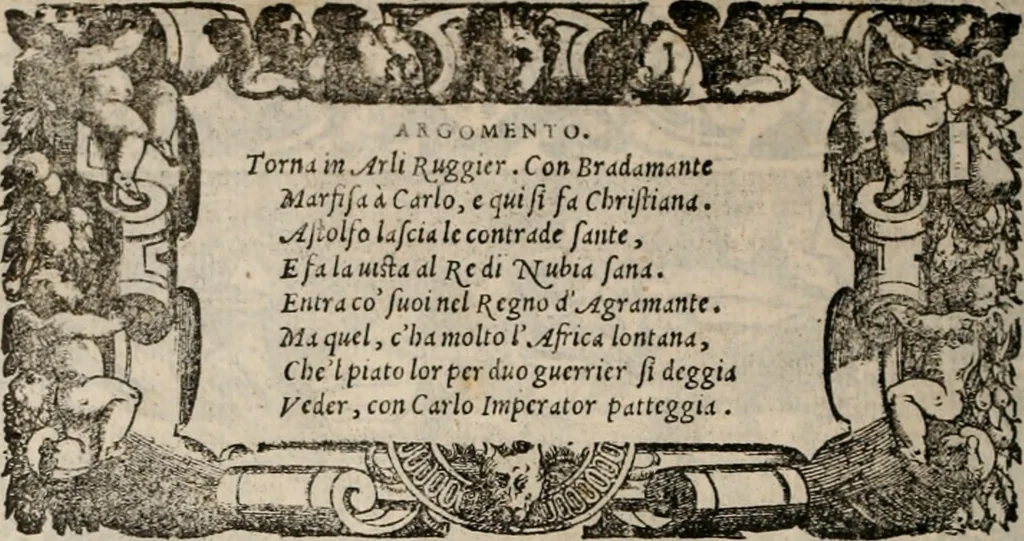 An illustration from Orlando furioso, 1580, leaf 443