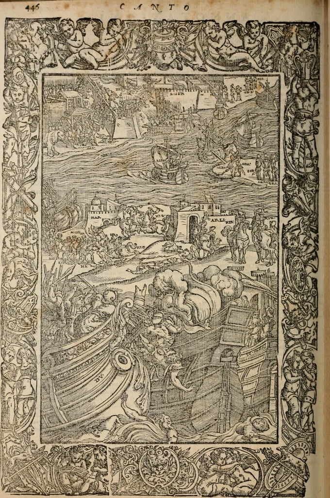 An illustration from Orlando furioso, 1580, leaf 463