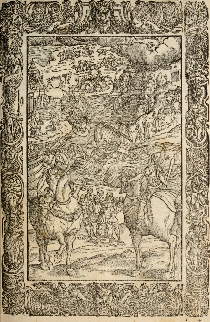 An illustration from Orlando furioso, 1580, leaf 472