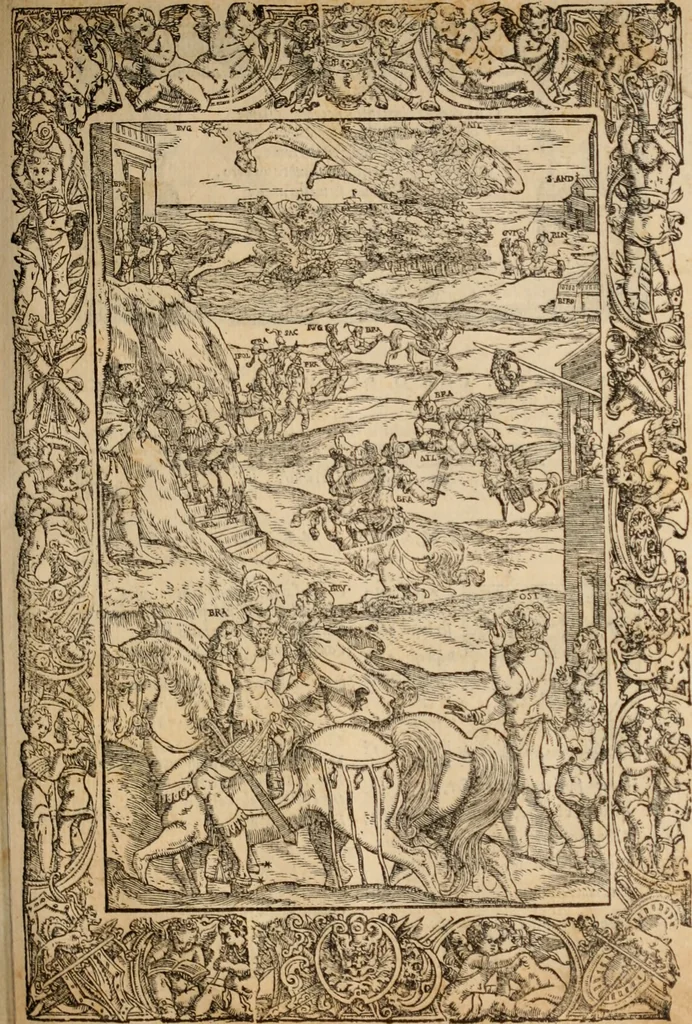 An illustration from Orlando furioso, 1580, leaf 48