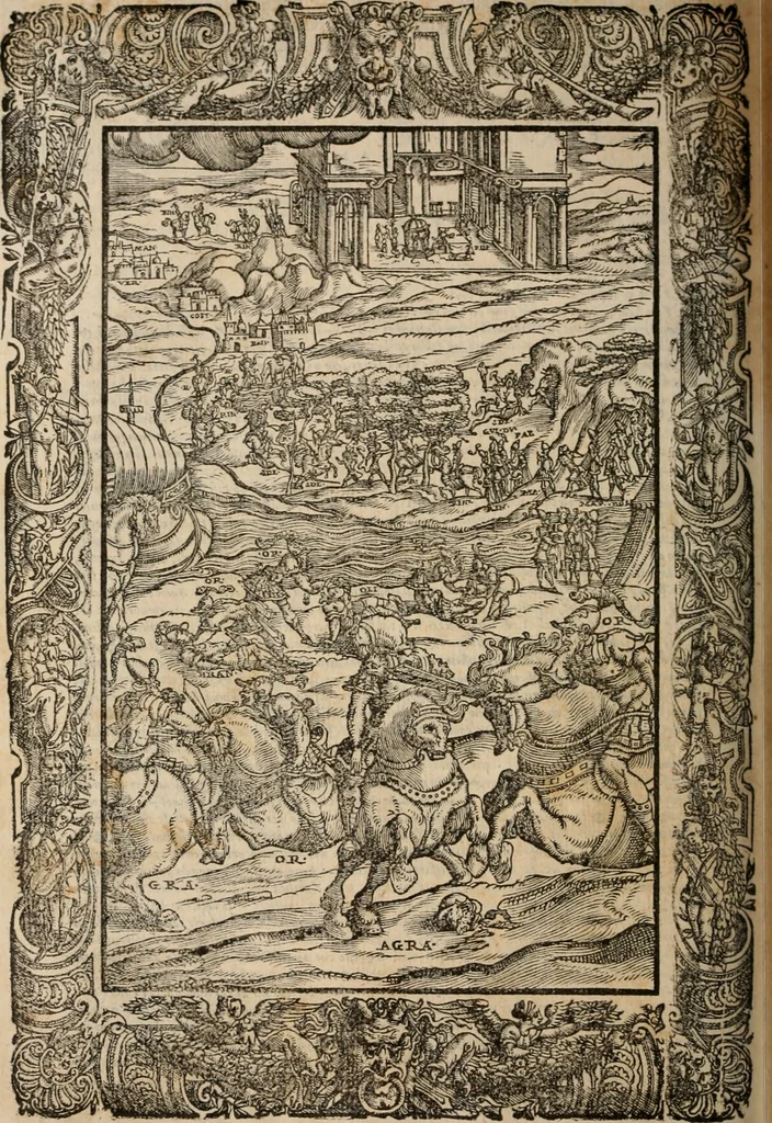 An illustration from Orlando furioso, 1580, leaf 483