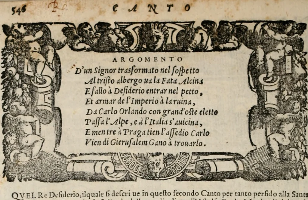 An illustration from Orlando furioso, 1580, leaf 563