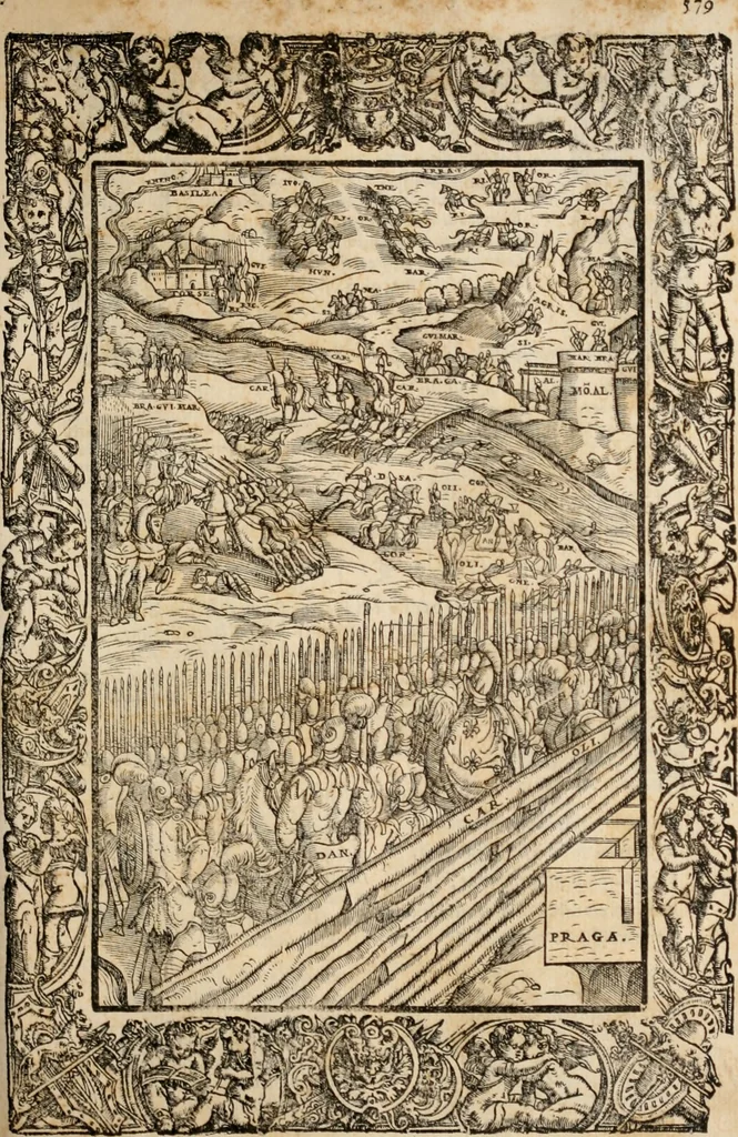 An illustration from Orlando furioso, 1580, leaf 596