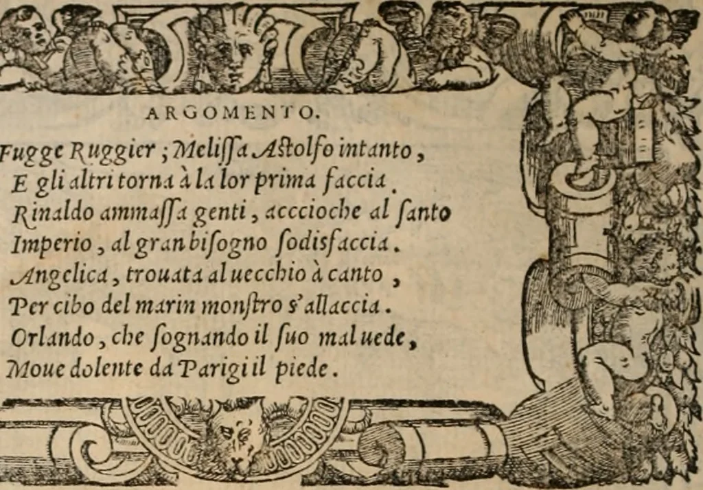 An illustration from Orlando furioso, 1580, leaf 87