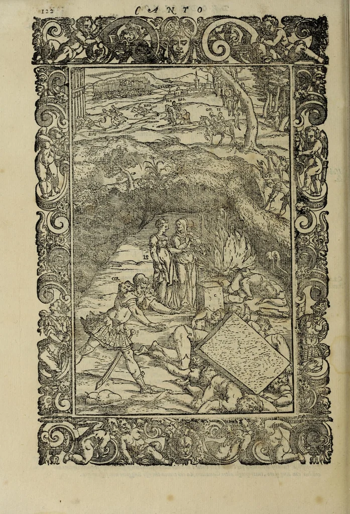 An illustration from Orlando furioso, 1584, leaf 144
