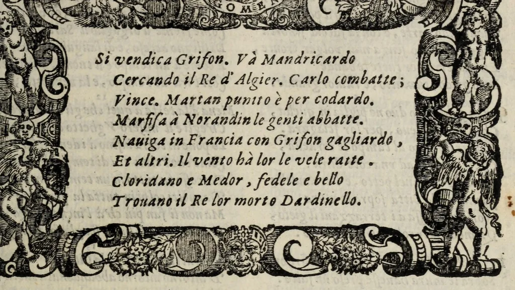 An illustration from Orlando furioso, 1584, leaf 205