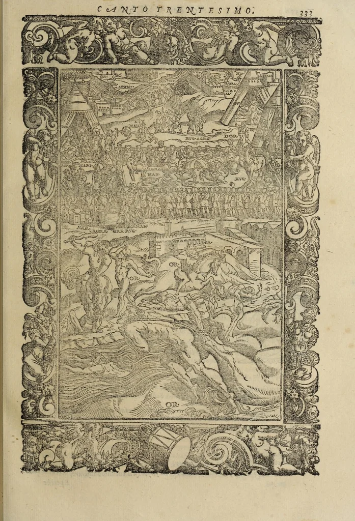 An illustration from Orlando furioso, 1584, leaf 355