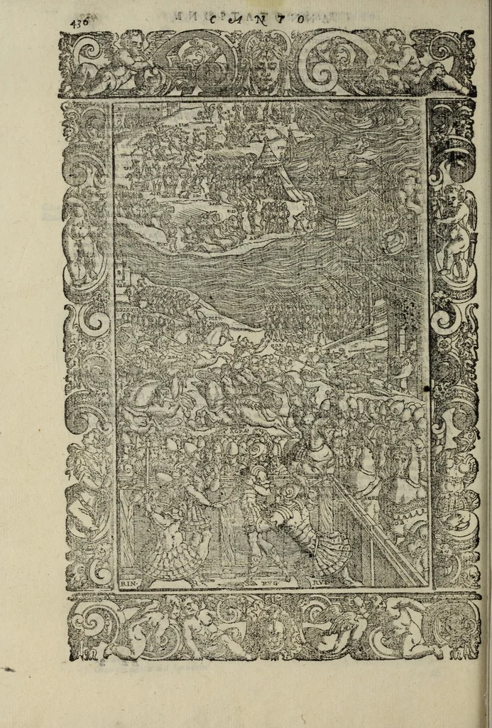 An illustration from Orlando furioso, 1584, leaf 458