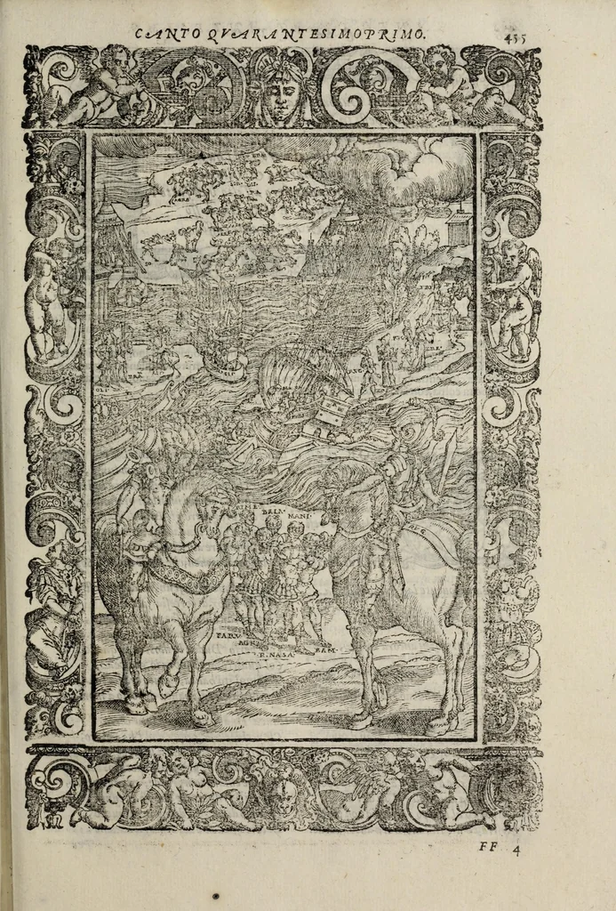 An illustration from Orlando furioso, 1584, leaf 477