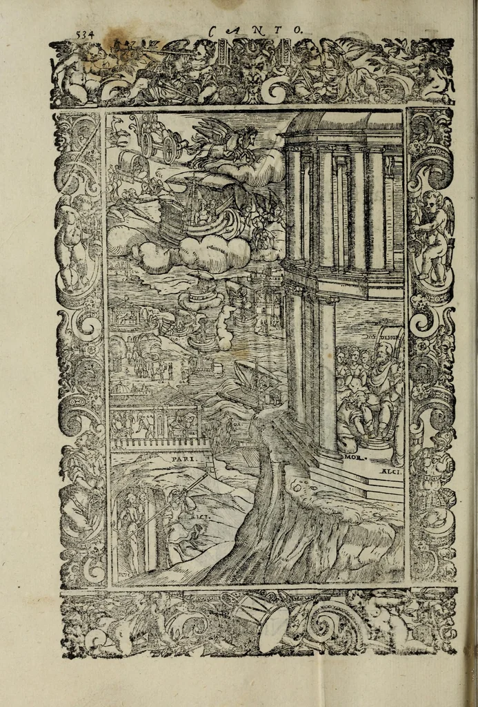 An illustration from Orlando furioso, 1584, leaf 556