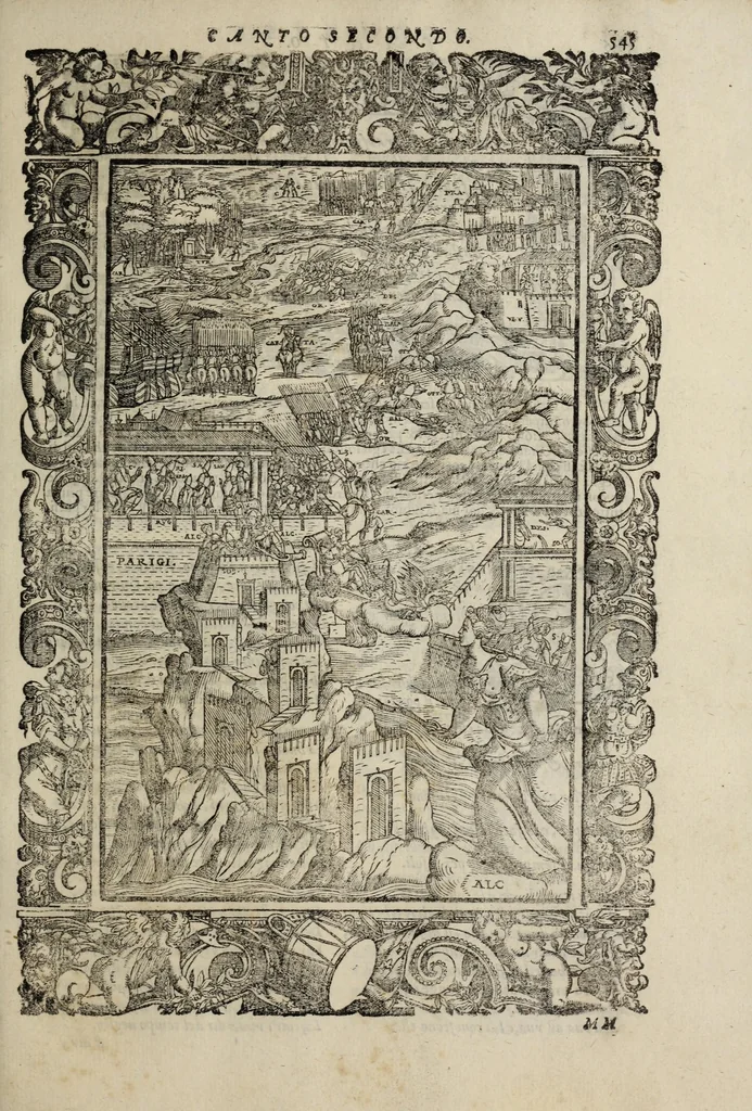 An illustration from Orlando furioso, 1584, leaf 567