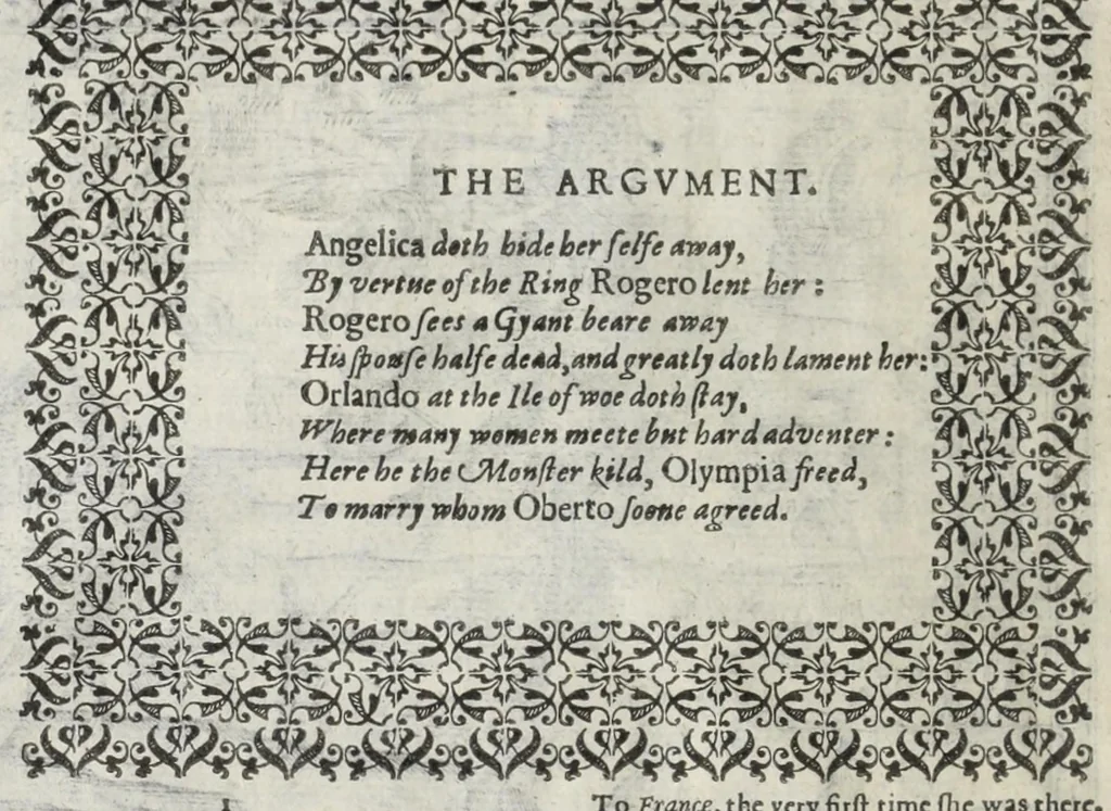 An illustration from Orlando furioso in English heroical verse, 1634, leaf 106