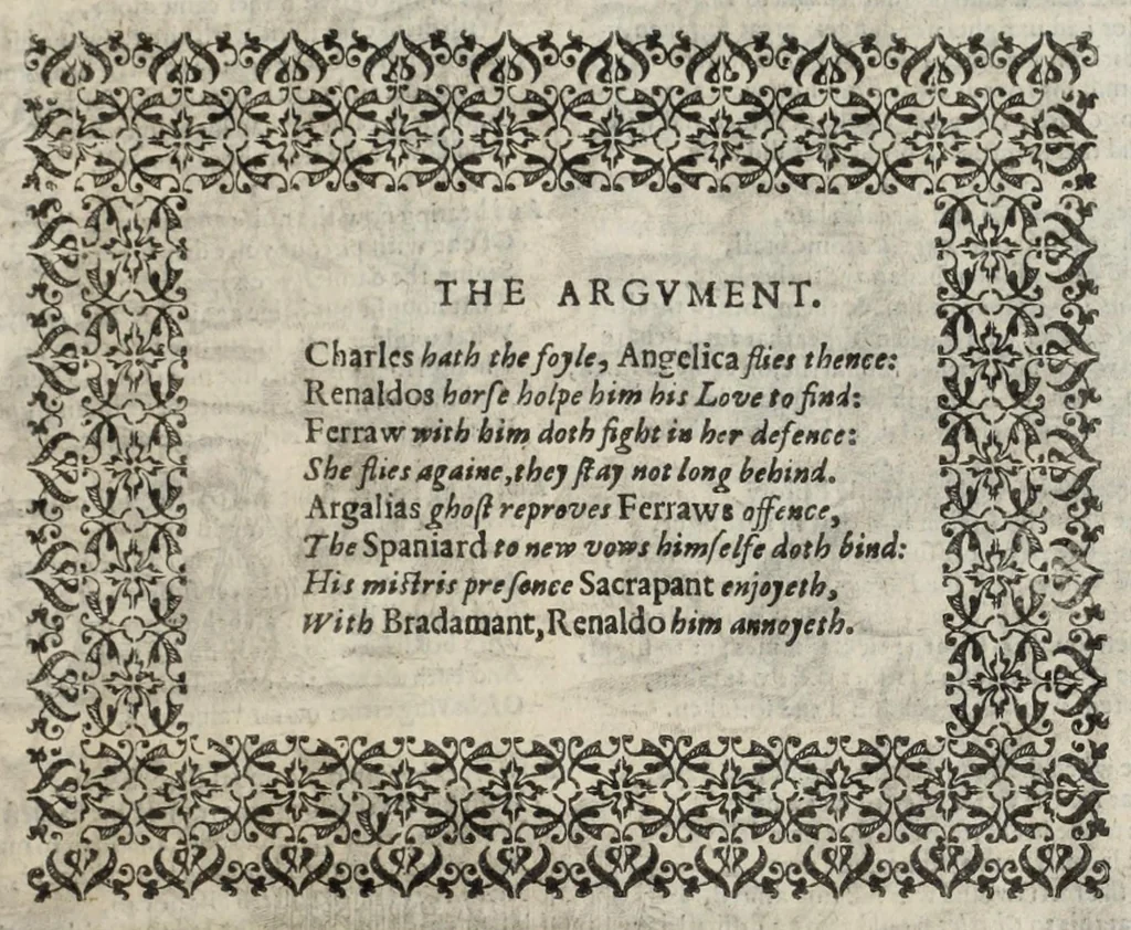 An illustration from Orlando furioso in English heroical verse, 1634, leaf 25