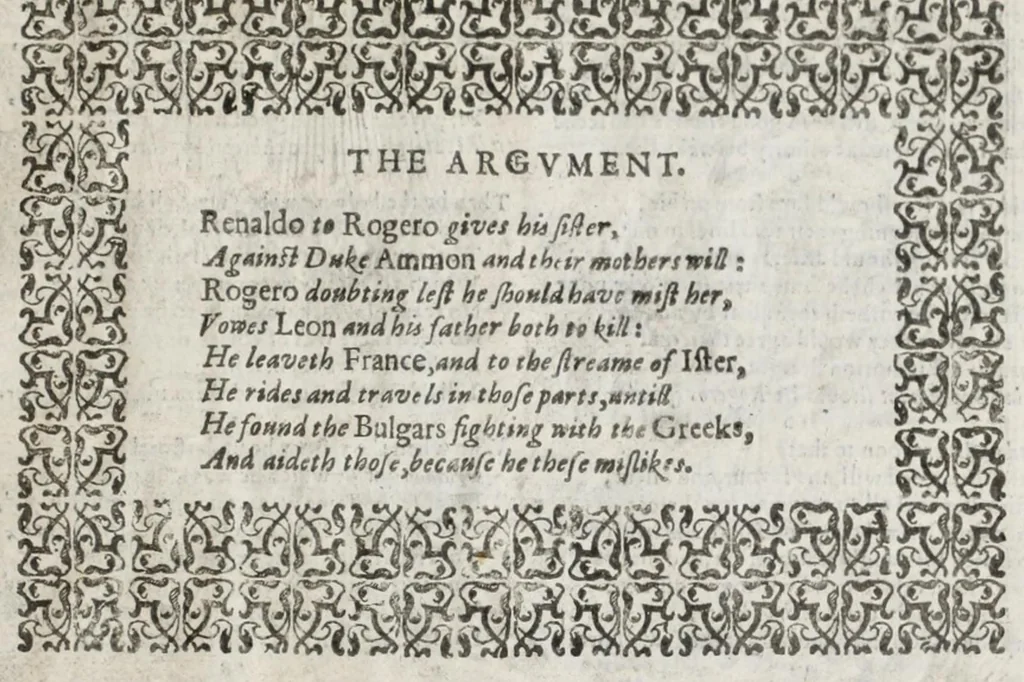An illustration from Orlando furioso in English heroical verse, 1634, leaf 399